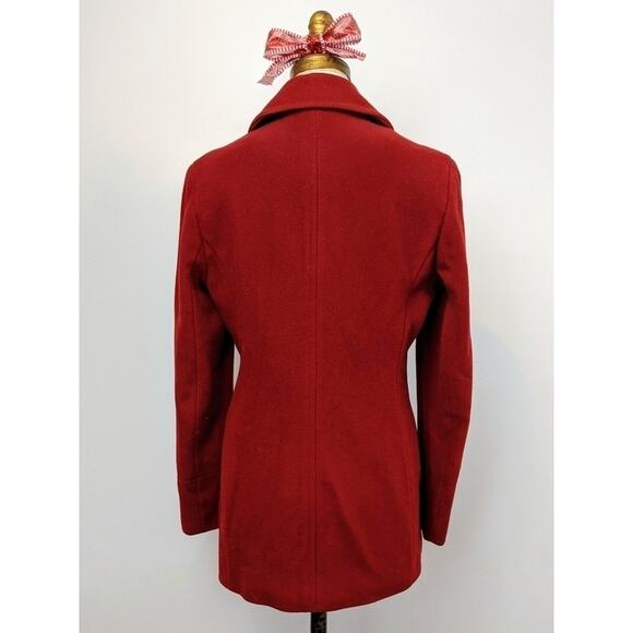 Calvin Klein Red Pea Coat Wool Recycled Cashmere - Picture 3 of 6